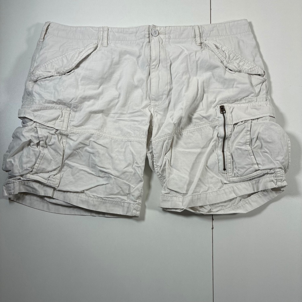 Polo Ralph Lauren Cargo Shorts 40 White Ripstop Utility Flap Pockets Military